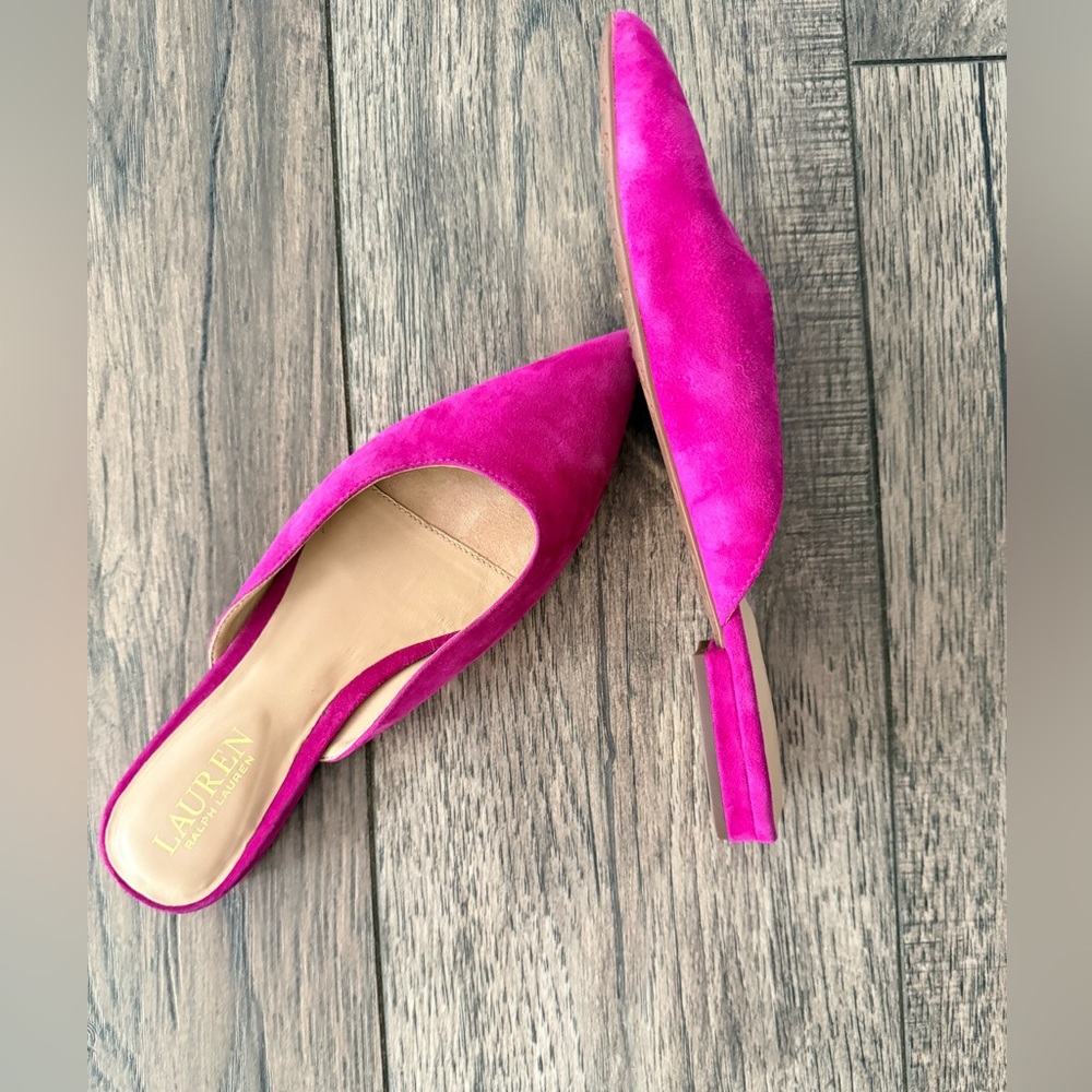 Ralph Lauren  Women's Londyn Fuchsia  Suede Mule Ballet - Picture 2 of 6